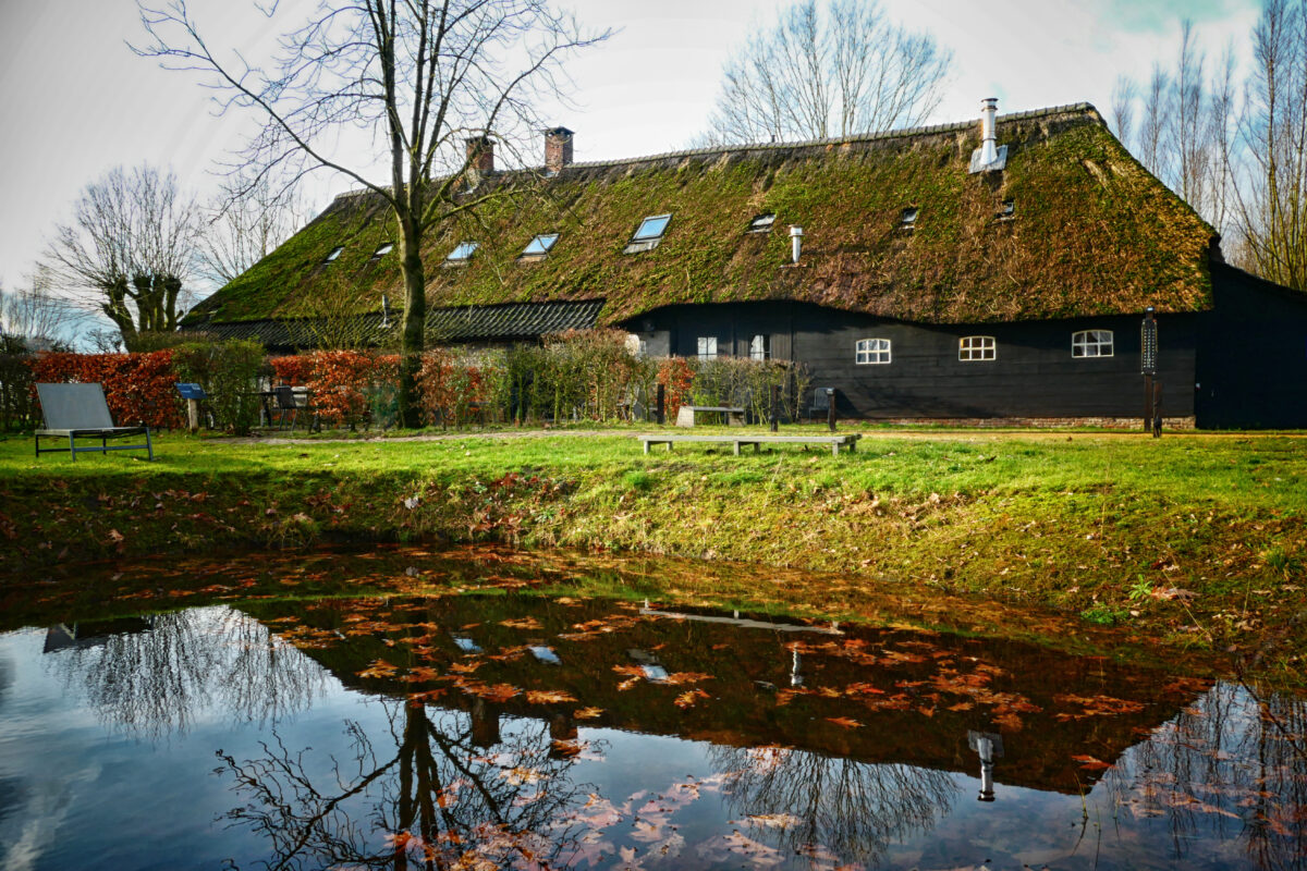 Boerderij Hof van Vijfeijken met paddenpoel op voorgrond